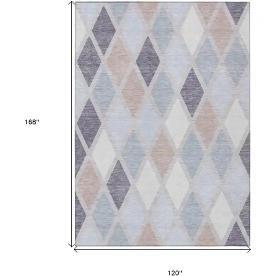 Lavender Brown And Ivory Geometric Washable Indoor Outdoor Area Rug Photo 3