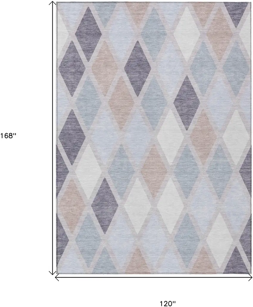 Lavender Brown And Ivory Geometric Washable Indoor Outdoor Area Rug Photo 3
