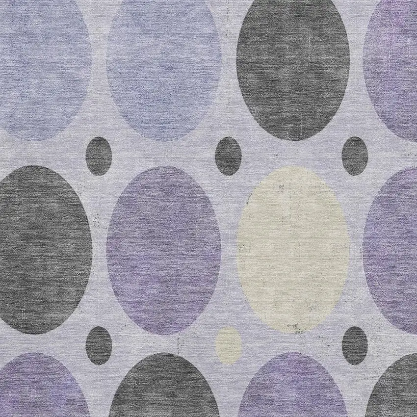 Lavender Charcoal And Ivory Geometric Washable Area Rug With UV Protection Photo 3