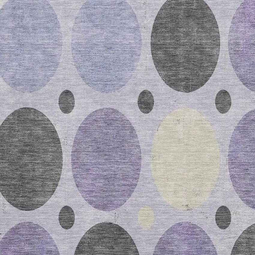 Lavender Charcoal And Ivory Geometric Washable Area Rug With UV Protection Photo 3