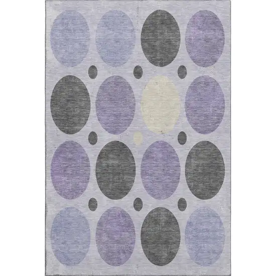 Lavender Charcoal And Ivory Geometric Washable Area Rug With UV Protection Photo 1