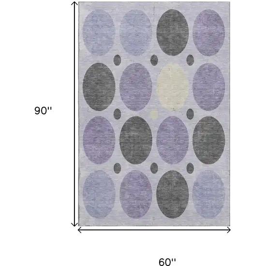 Lavender Charcoal And Ivory Geometric Washable Area Rug With UV Protection Photo 9