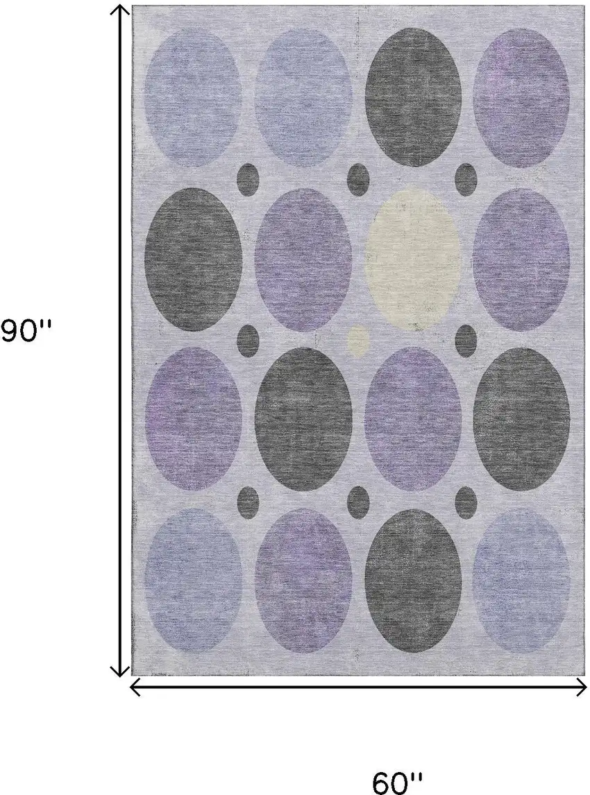 Lavender Charcoal And Ivory Geometric Washable Area Rug With UV Protection Photo 9