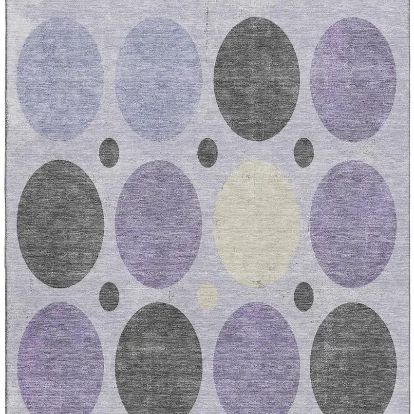 Lavender Charcoal And Ivory Geometric Washable Area Rug With UV Protection Photo 4