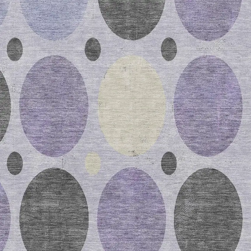 Lavender Charcoal And Ivory Geometric Washable Area Rug With UV Protection Photo 3
