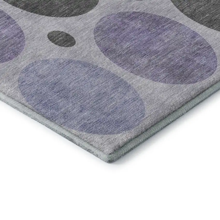 Lavender Charcoal And Ivory Geometric Washable Area Rug With UV Protection Photo 8