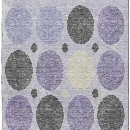 Lavender Charcoal And Ivory Geometric Washable Area Rug With UV Protection Photo 4
