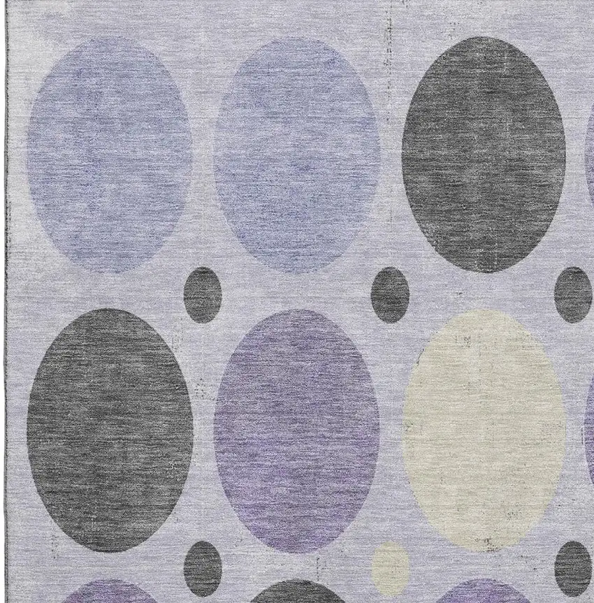 Lavender Charcoal And Ivory Geometric Washable Area Rug With UV Protection Photo 3