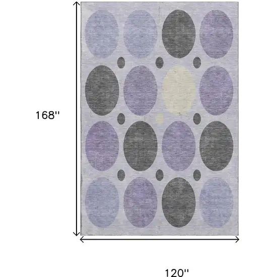Lavender Charcoal And Ivory Geometric Washable Area Rug With UV Protection Photo 9