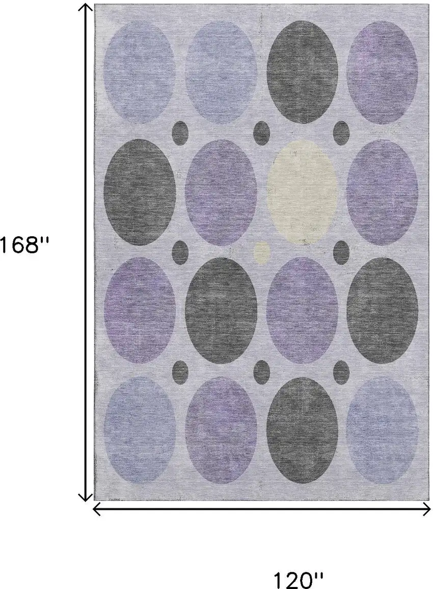 Lavender Charcoal And Ivory Geometric Washable Area Rug With UV Protection Photo 9