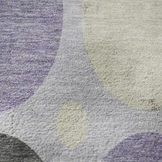 Lavender Charcoal And Ivory Geometric Washable Area Rug With UV Protection Photo 8