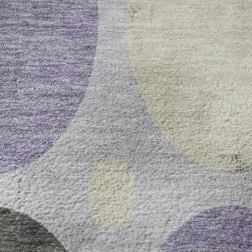 Lavender Charcoal And Ivory Geometric Washable Area Rug With UV Protection Photo 8