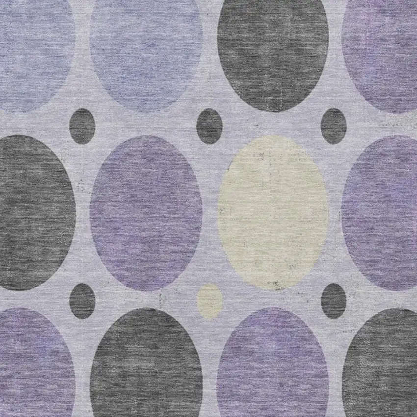 Lavender Charcoal And Ivory Geometric Washable Indoor Outdoor Area Rug Photo 3