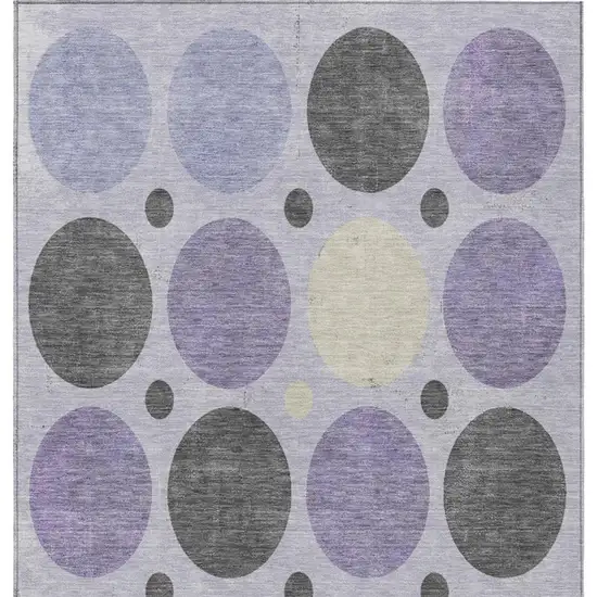 Lavender Charcoal And Ivory Geometric Washable Indoor Outdoor Area Rug Photo 4