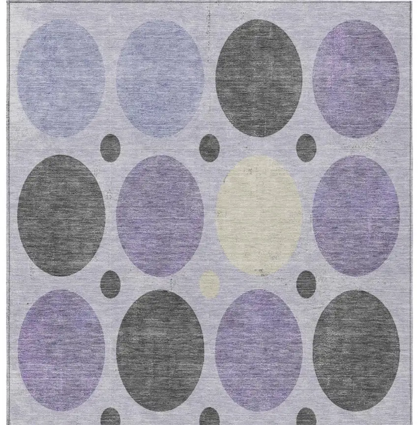 Lavender Charcoal And Ivory Geometric Washable Indoor Outdoor Area Rug Photo 4