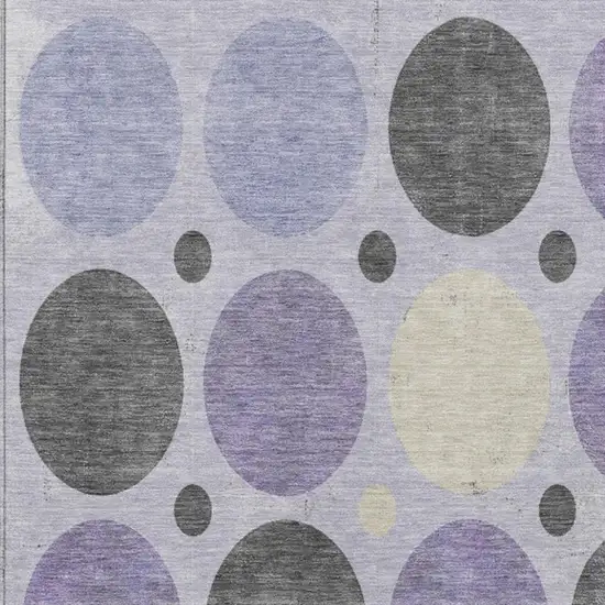 Lavender Charcoal And Ivory Geometric Washable Indoor Outdoor Area Rug Photo 3