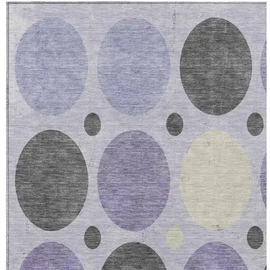 Lavender Charcoal And Ivory Geometric Washable Indoor Outdoor Area Rug Photo 3