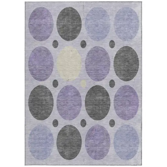 Lavender Charcoal And Ivory Geometric Washable Indoor Outdoor Area Rug Photo 3