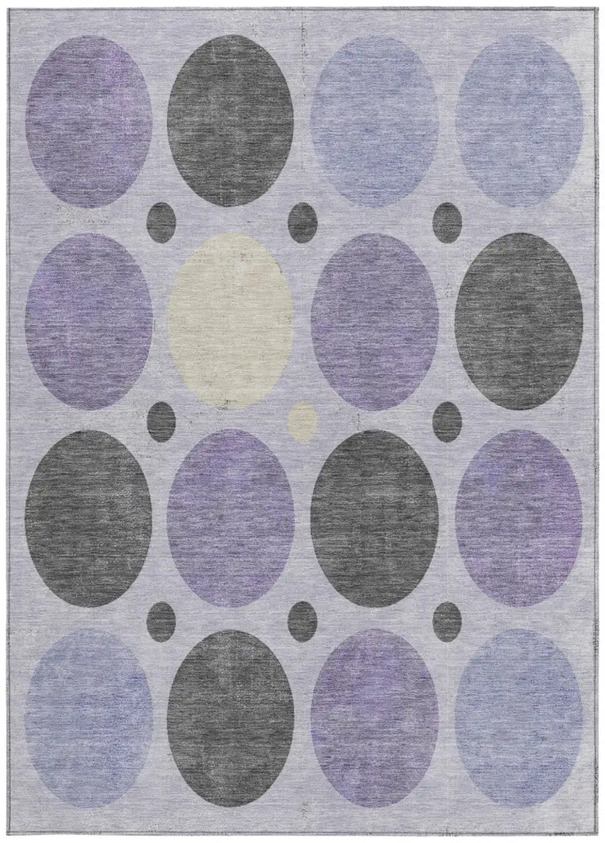 Lavender Charcoal And Ivory Geometric Washable Indoor Outdoor Area Rug Photo 3