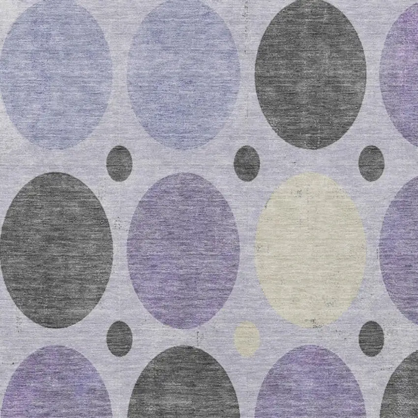 Lavender Charcoal And Ivory Geometric Washable Indoor Outdoor Area Rug Photo 4