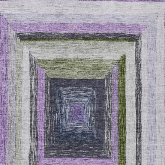 Lavender Charcoal And Ivory Geometric Washable Indoor Outdoor Area Rug Photo 4