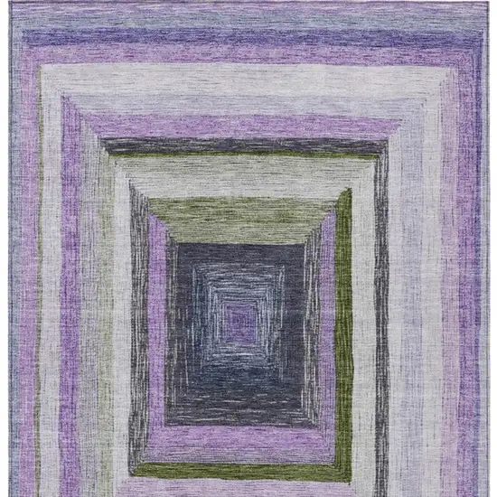 Lavender Charcoal And Ivory Geometric Washable Indoor Outdoor Area Rug Photo 9