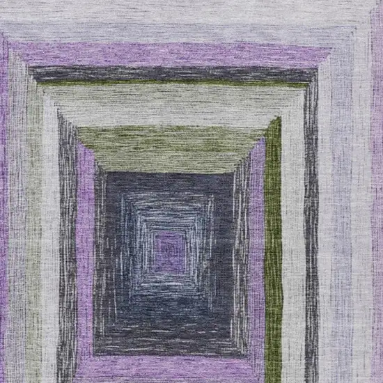 Lavender Charcoal And Ivory Geometric Washable Indoor Outdoor Area Rug Photo 3