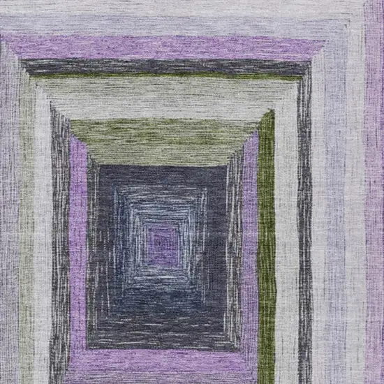Lavender Charcoal And Ivory Geometric Washable Indoor Outdoor Area Rug Photo 9