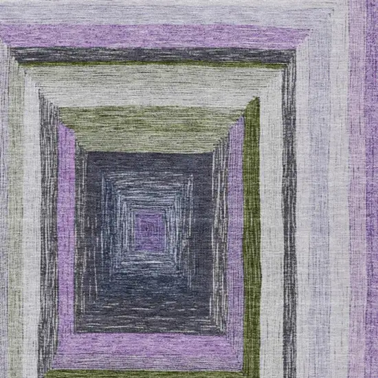 Lavender Charcoal And Ivory Geometric Washable Indoor Outdoor Area Rug Photo 3