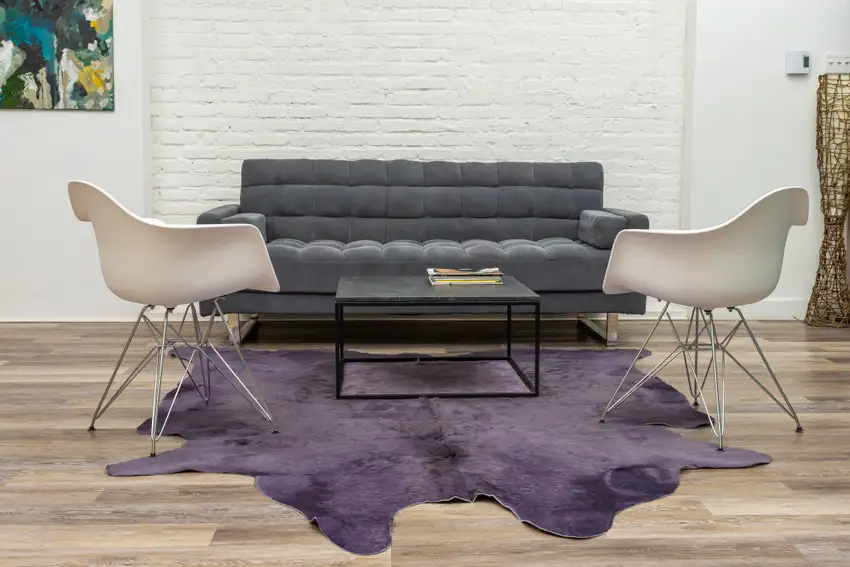 Lavender Cowhide Hand Knotted Area Rug Photo 6