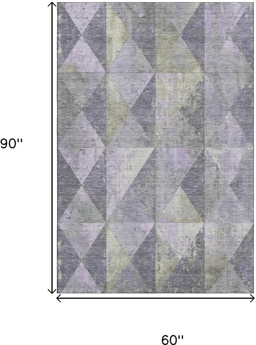 Lavender Fern Green And Ivory Geometric Washable Area Rug With UV Protection Photo 9