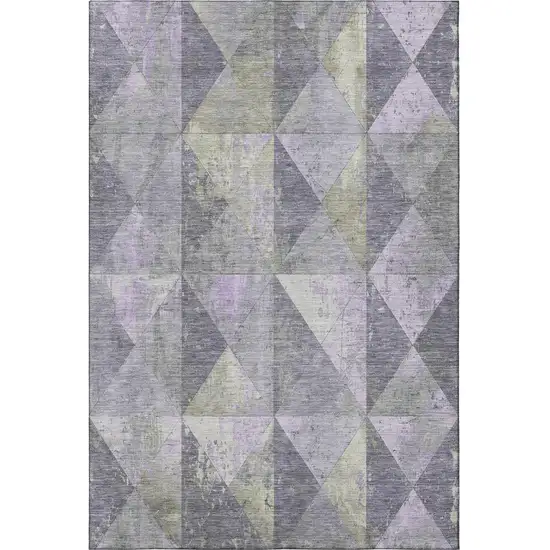 Lavender Fern Green And Ivory Geometric Washable Area Rug With UV Protection Photo 3