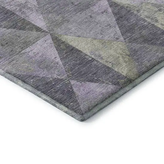 Lavender Fern Green And Ivory Geometric Washable Area Rug With UV Protection Photo 7