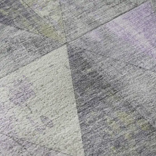 Lavender Fern Green And Ivory Geometric Washable Area Rug With UV Protection Photo 9