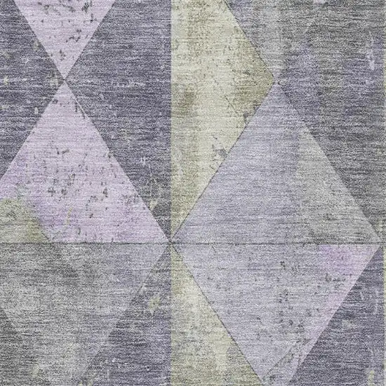 Lavender Fern Green And Ivory Geometric Washable Area Rug With UV Protection Photo 2