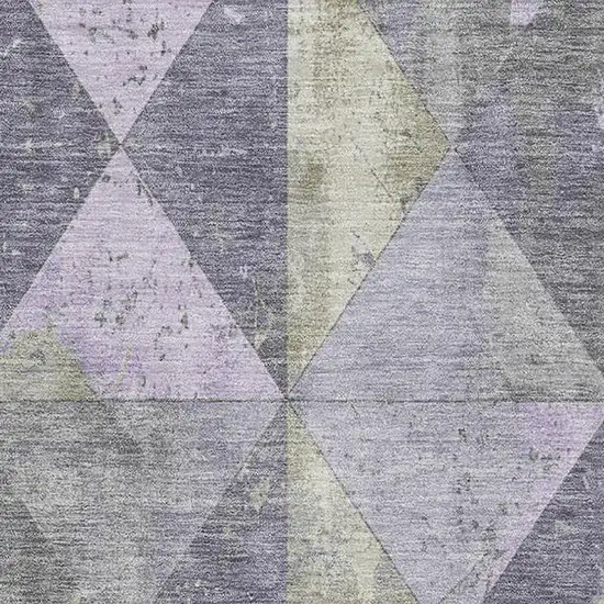 Lavender Fern Green And Ivory Geometric Washable Area Rug With UV Protection Photo 2