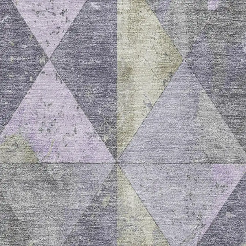 Lavender Fern Green And Ivory Geometric Washable Area Rug With UV Protection Photo 2