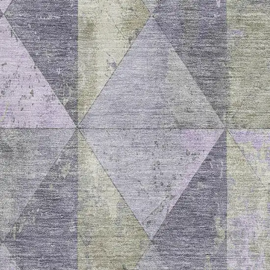 Lavender Fern Green And Ivory Geometric Washable Area Rug With UV Protection Photo 2