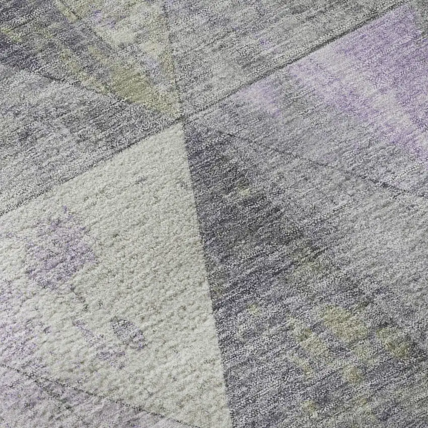 Lavender Fern Green And Ivory Geometric Washable Area Rug With UV Protection Photo 9