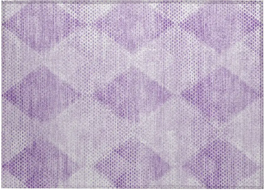 Lavender Geometric Washable Non Skid Indoor Outdoor Area Rug Photo 2