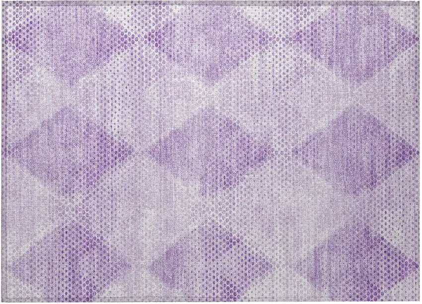 Lavender Geometric Washable Non Skid Indoor Outdoor Area Rug Photo 5