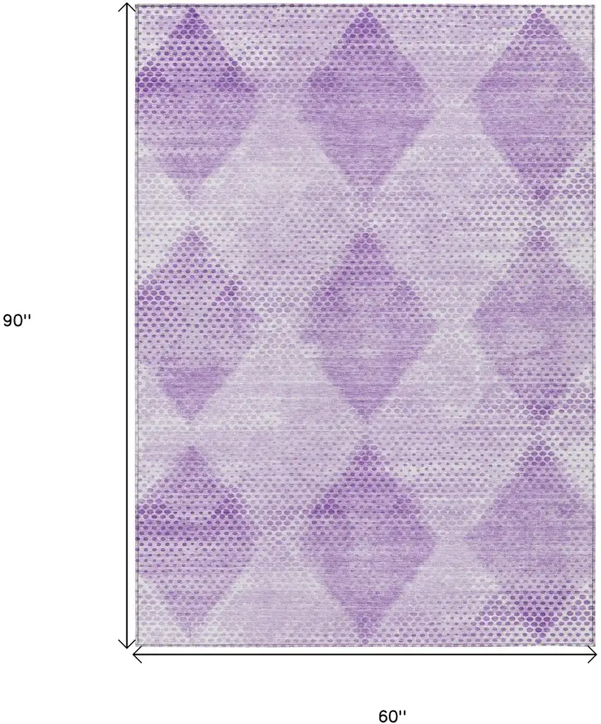 Lavender Geometric Washable Non Skid Indoor Outdoor Area Rug Photo 3