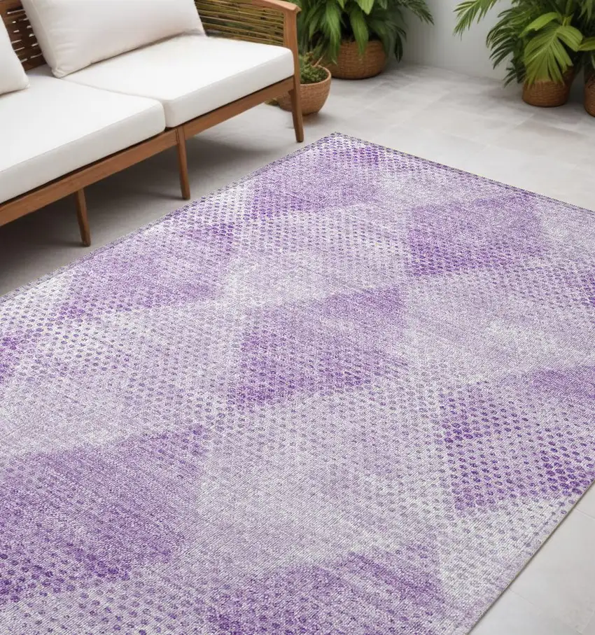 Lavender Geometric Washable Non Skid Indoor Outdoor Area Rug Photo 1