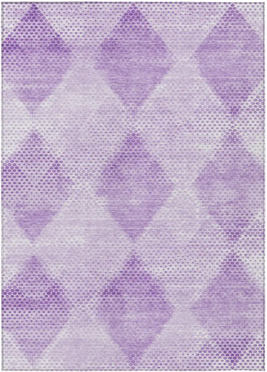 Lavender Geometric Washable Non Skid Indoor Outdoor Area Rug Photo 2