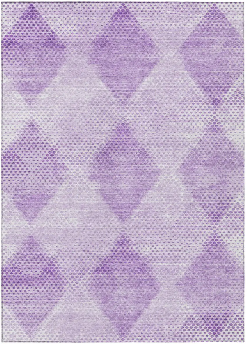 Lavender Geometric Washable Non Skid Indoor Outdoor Area Rug Photo 2