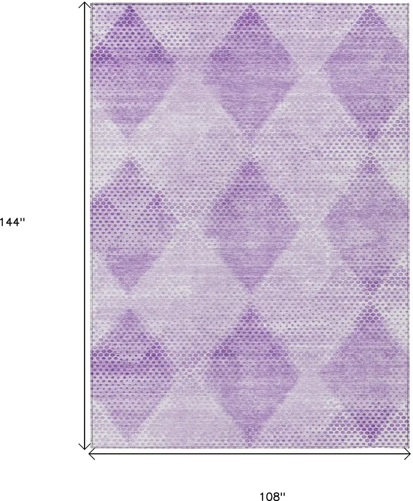 Lavender Geometric Washable Non Skid Indoor Outdoor Area Rug Photo 3
