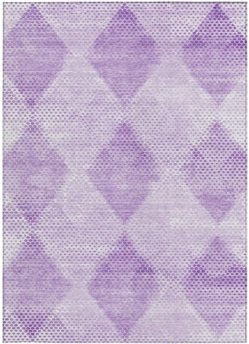 Lavender Geometric Washable Non Skid Indoor Outdoor Area Rug Photo 4