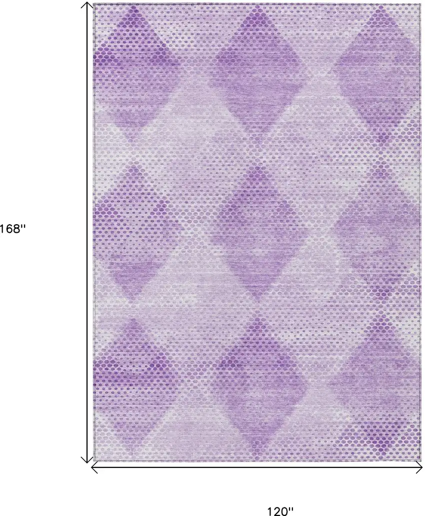 Lavender Geometric Washable Non Skid Indoor Outdoor Area Rug Photo 3