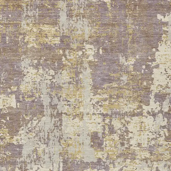 Lavender Gold And Beige Abstract Washable Indoor Outdoor Area Rug Photo 6