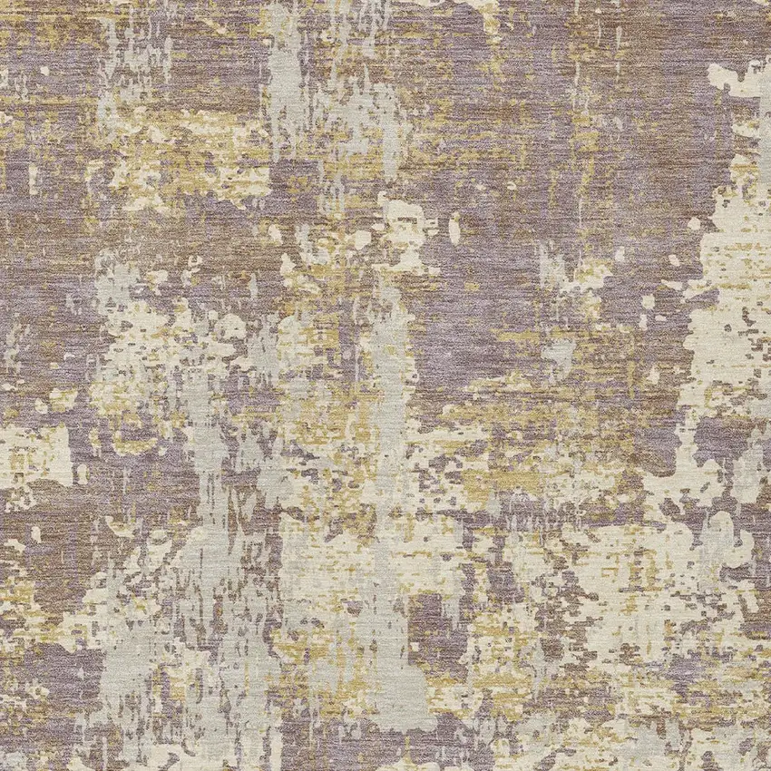Lavender Gold And Beige Abstract Washable Indoor Outdoor Area Rug Photo 6